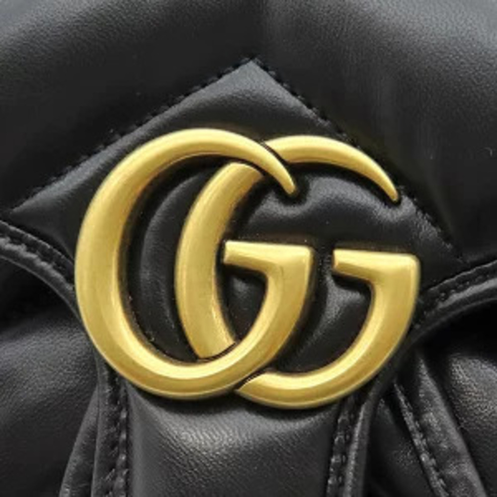 Gucci Marmont Daypack GG Black Rucksack Leather Quilted Backpack - Picture 6 of 6